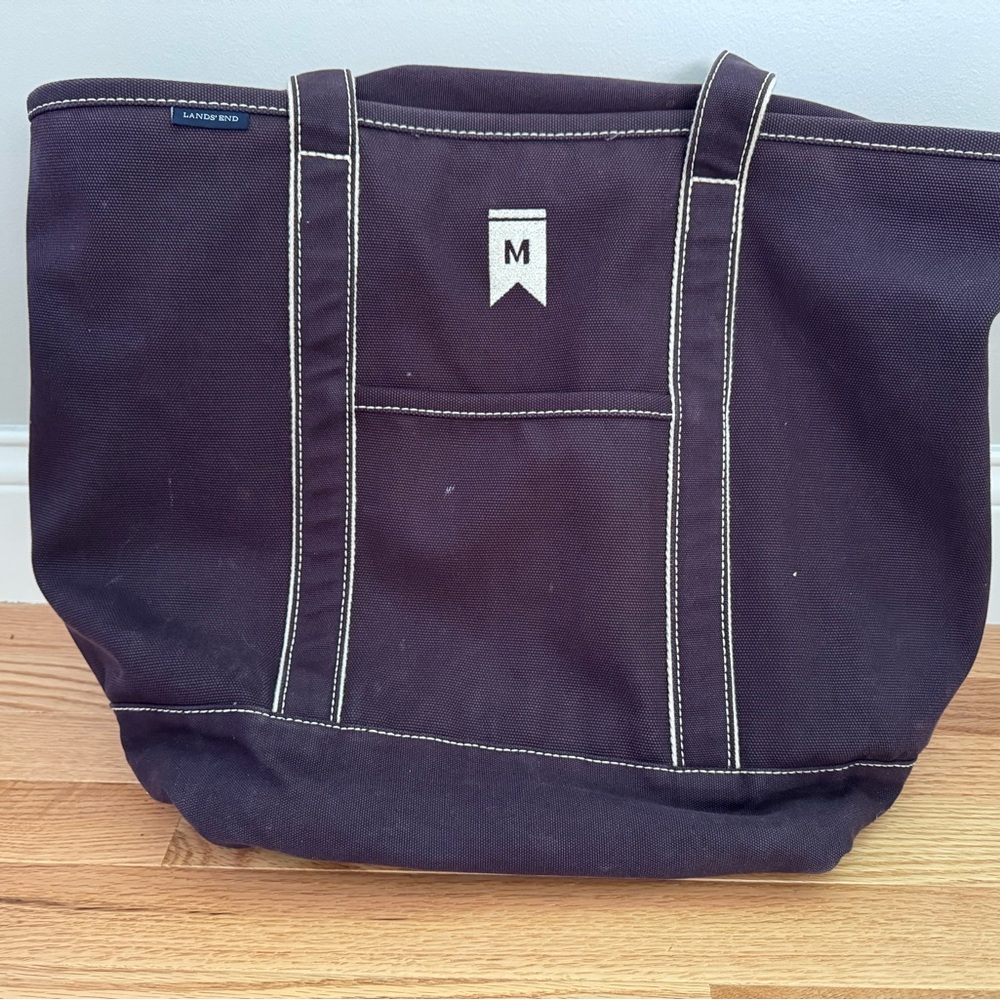 Lands' End Navy Canvas Tote Bag with Sturdy Design